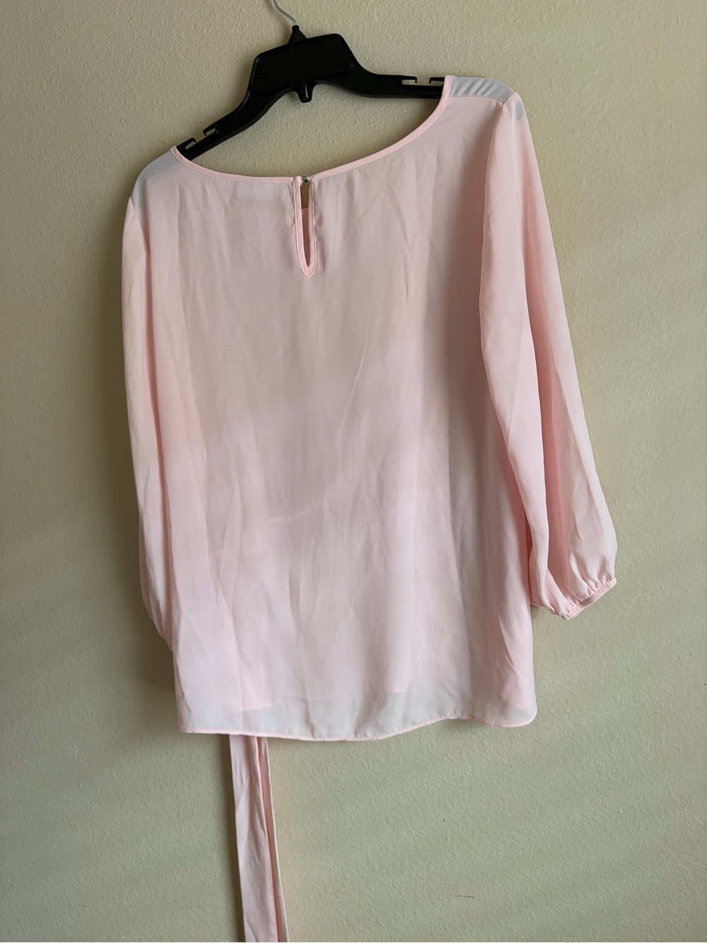 New York and company sheerLight Pink Tie-Waist Women's Blouse - Picture 2 of 6